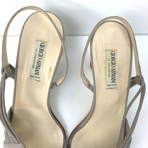 Vintage Giorgio Armani Gray Suede Strappy sandals Heels Sz 39 (8) - Picture 6 of 16